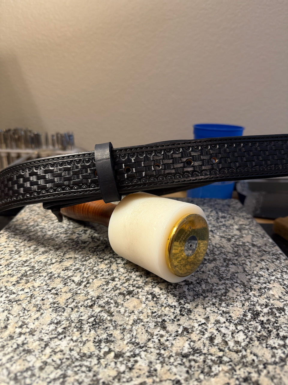 Basketweave Leather Belt - 1.5"