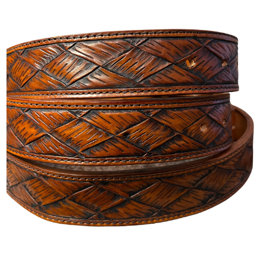 Crosshatch Leather Belt - 1.5"