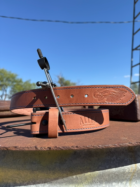 Decatur Eagles Leather Belt, Gunslinger Stitch, detail view 2